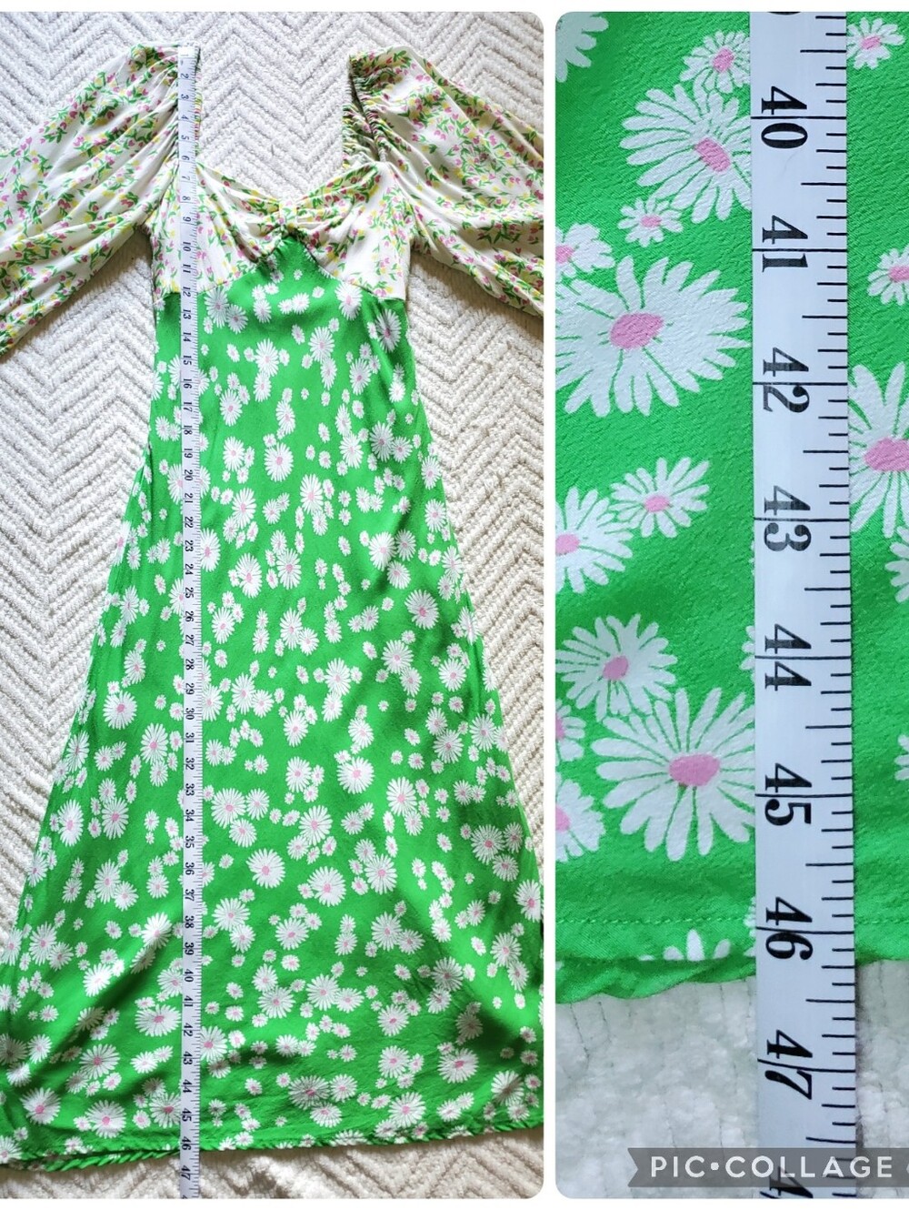 Rixo X Target Daisy Long Sleeve Swing Dress Sz 0 Green Floral Midi - Picture 9 of 10